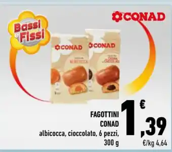 Conad FAGOTTINI CONAD albicocca, cioccolato, 6 pezzi, 300 g offerta