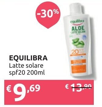 Ipersoap EQUILIBRA Latte solare spf20 200ml offerta