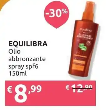 Ipersoap EQUILIBRA Olio abbronzante spray spf6 150ml offerta