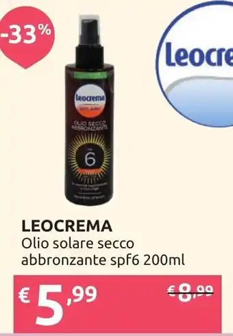 Ipersoap LEOCREMA Olio solare secco abbronzante spf6 200ml offerta