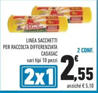 Conad LINEA SACCHETTI PER RACCOLTA DIFFERENZIATA CASASAC vari tipi 10 pezzi offerta