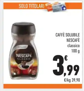 Conad CAFFÈ SOLUBILE NESCAFE classico 100 g offerta