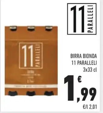 Conad BIRRA BIONDA 11 PARALLELI 3x33 cl offerta