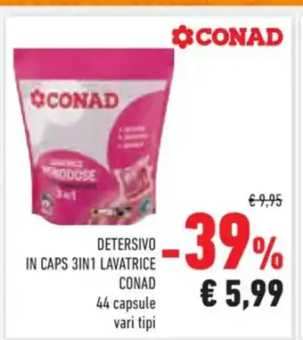 Conad DETERSIVO IN CAPS 3IN1 LAVATRICE CONAD offerta