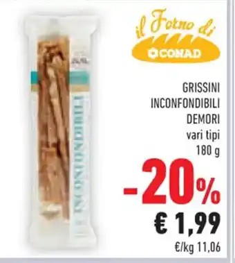 Conad GRISSINI INCONFONDIBILI DEMORI vari tipi 180 g offerta