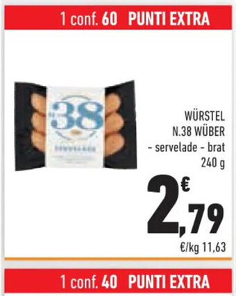 Conad WÜRSTEL N.38 WÜBER 240 g offerta