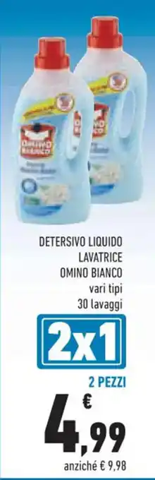 DETERSIVO LIQUIDO LAVATRICE OMINO BIANCO vari tipi 30 lavaggi 2 PEZZI