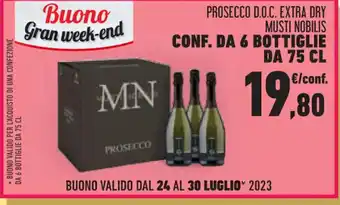 Conad PROSECCO D.O.C. EXTRA DRY MUSTI NOBILIS CONF. DA 6 BOTTIGLIE offerta