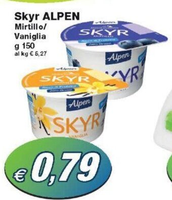 Prix Quality Skyr ALPEN Mirtillo/ Vaniglia g 150 offerta