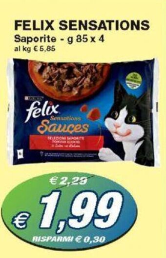 Prix Quality FELIX SENSATIONS Saporite - g 85 x 4 offerta