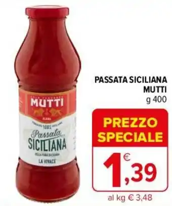 Iperal PASSATA SICILIANA MUTTI g 400 offerta