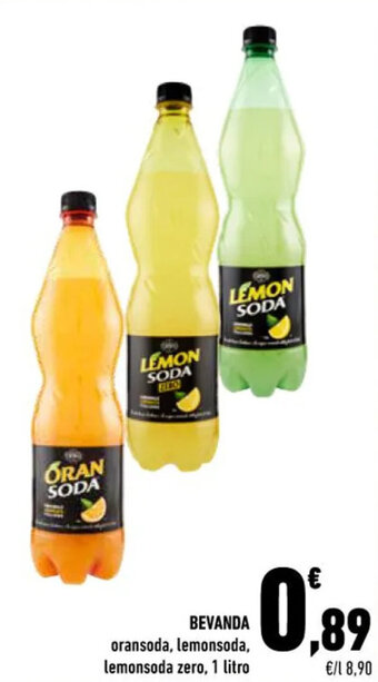 Conad BEVANDA oransoda, lemonsoda, lemonsoda zero, 1 litro offerta