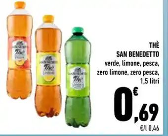 Conad THÈ SAN BENEDETTO verde, limone, pesca, zero limone, zero pesca, 1,5 litri offerta