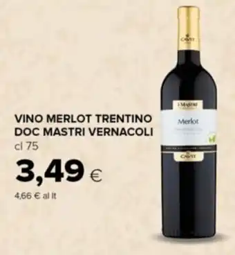 Tigre VINO MERLOT TRENTINO DOC MASTRI VERNACOLI cl 75 offerta