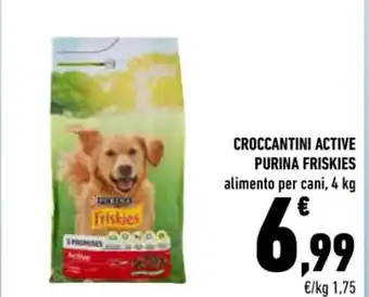 Conad CROCCANTINI ACTIVE PURINA FRISKIES alimento per cani, 4 kg offerta