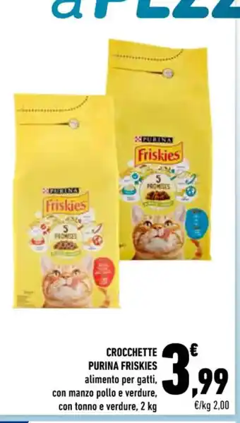 Conad CROCCHETTE PURINA FRISKIES alimento per gatti, con manzo pollo e verdure, con tonno e verdure, 2 kg offerta