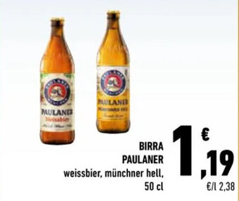 BIRRA PAULANER weissbier, münchner hell, 50 cl
