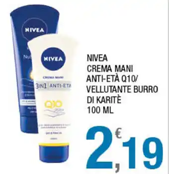 Splendidi e Splendenti Nivea Crema Mani Anti-Età Q10/Vellutante Burro di Karitè 100ml offerta