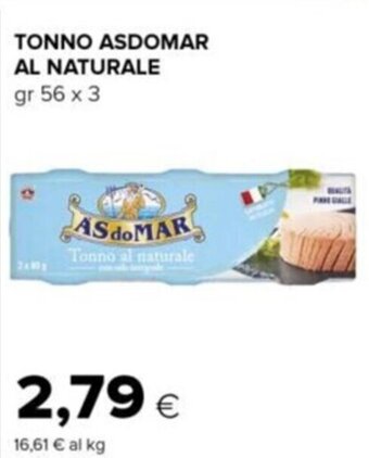Tigre TONNO ASDOMAR AL NATURALE gr 56 x 3 offerta