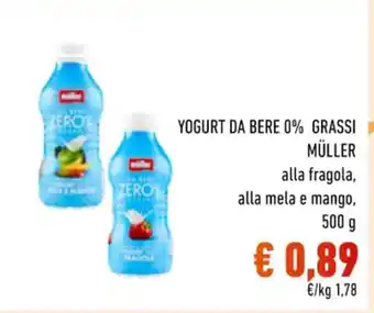 Conad YOGURT DA BERE 0% GRASSI MÜLLER alla fragola, alla mela e mango, 500 g offerta