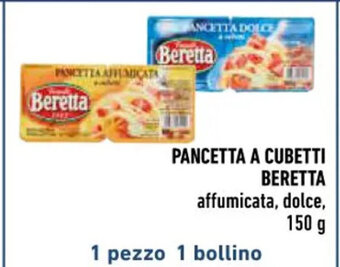 Conad PANCETTA A CUBETTI BERETTA affumicata, dolce, 150 g offerta