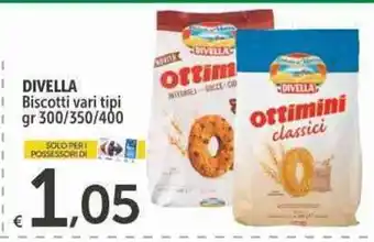 Carrefour Express DIVELLA Biscotti vari tipi 1gr 300/350/400 offerta