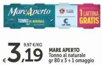 Carrefour Express MARE APERTO Tonno al naturale gr 80 x 3 + 1 omaggio offerta