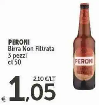 Carrefour Express PERONI Birra Non Filtrata 3 pezzi cl 50 offerta