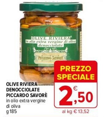 Iperal OLIVE RIVIERA DENOCCIOLATE PICCARDO SAVORÈ in olio extra vergine di oliva g 185 offerta