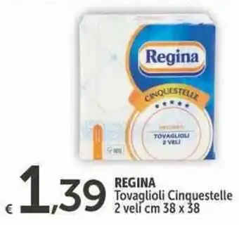 Carrefour Express REGINA Tovaglioli Cinquestelle 2 veli cm 38 x 38 offerta