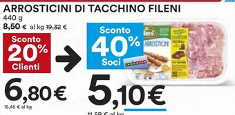 Coop ARROSTICINI DI TACCHINO FILENI 440 g offerta