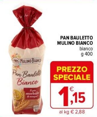 Iperal PAN BAULETTO MULINO BIANCO bianco g 400 offerta