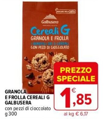 Iperal GRANOLA E FROLLA CEREALI G GALBUSERA con pezzi di cioccolato g 300 offerta