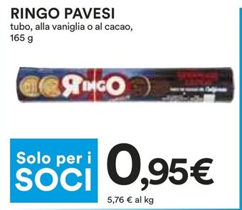 Coop RINGO PAVESI tubo, alla vaniglia o al cacao, 165 g offerta