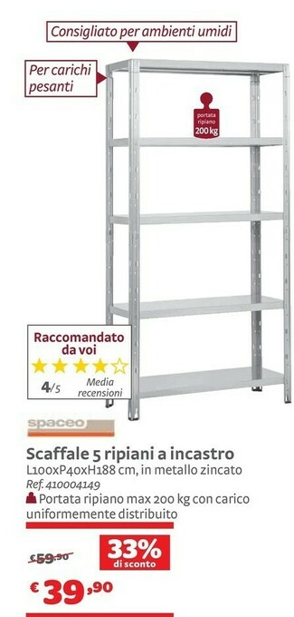 Bricocenter Scaffale 5 Ripiani A Incastro offerta
