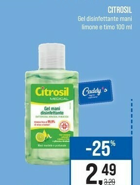 Caddy's Citrosil Gel Disinfettante Mani Limone E Timo offerta