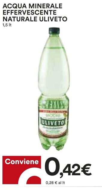 Coop ACQUA MINERALE EFFERVESCENTE NATURALE ULIVETO 1,5 lt offerta