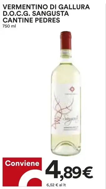 Coop VERMENTINO DI GALLURA D.O.C.G. SANGUSTA CANTINE PEDRES 750 ml offerta