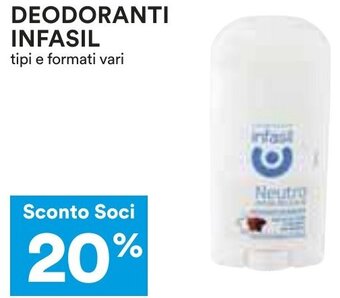 Coop DEODORANTI INFASIL tipi e formati vari offerta