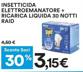 Coop INSETTICIDA ELETTROEMANATORE + RICARICA LIQUIDA 30 NOTTI RAID offerta