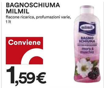 Coop BAGNOSCHIUMA MILMIL flacone ricarica, profumazioni varie, 1 lt. offerta