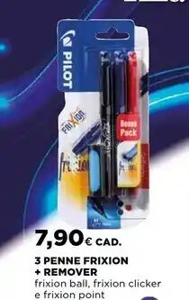 Ipercoop Pilot 3 penne frixion + remover offerta
