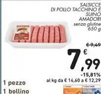 Spazio Conad Amadori salsicce di pollo tacchino e suino offerta