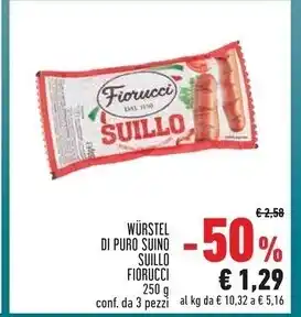 Conad Fiorucci wurstel di puro suino suillo offerta