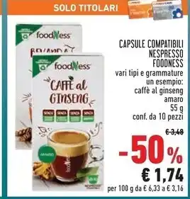 Conad Foodness capsule compatibili nespresso offerta
