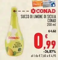 Conad Conad succo di limone di sicilia offerta