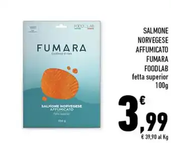Conad SALMONE NORVEGESE AFFUMICATO FUMARA FOODLAB fetta superior 100g offerta
