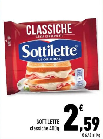 Conad SOTTILETTE classiche 400g offerta