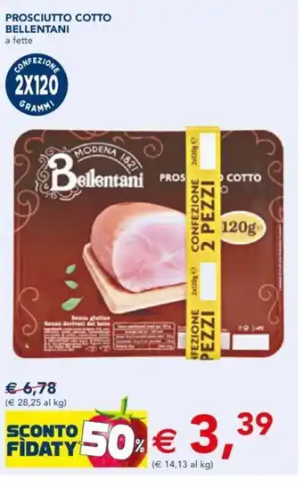 Esselunga PROSCIUTTO COTTO BELLENTANI a fette zx 120g offerta