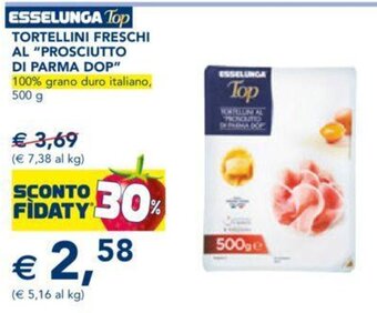 Esselunga TORTELLINI FRESCHI AL "PROSCIUTTO DI PARMA DOP" 100% grano duro italiano, 500 g offerta